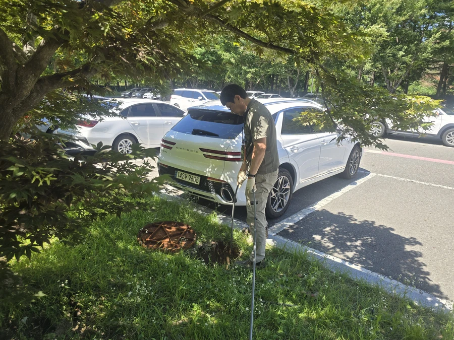 누수 위치 탐지 작업